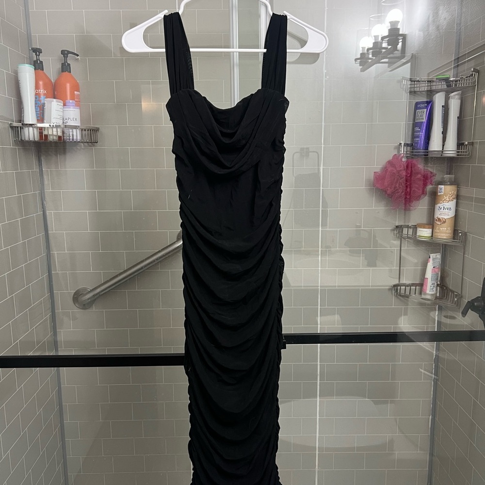 off shoulder black dress